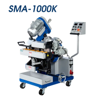 Кромкофрезерный станок SMA-1000K (45-0-60мм., 45°-0-90°) с автоматической подачей для снятия фасок от верхней и нижней плоскостей одновременно. С автоматическим зажимом на заготовке.